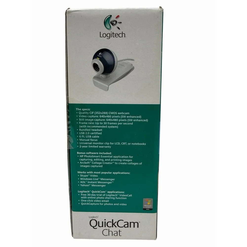 Logitech QuickCam Chat USB Webcam w/ Headset New Open Box Windows XP Vista PC